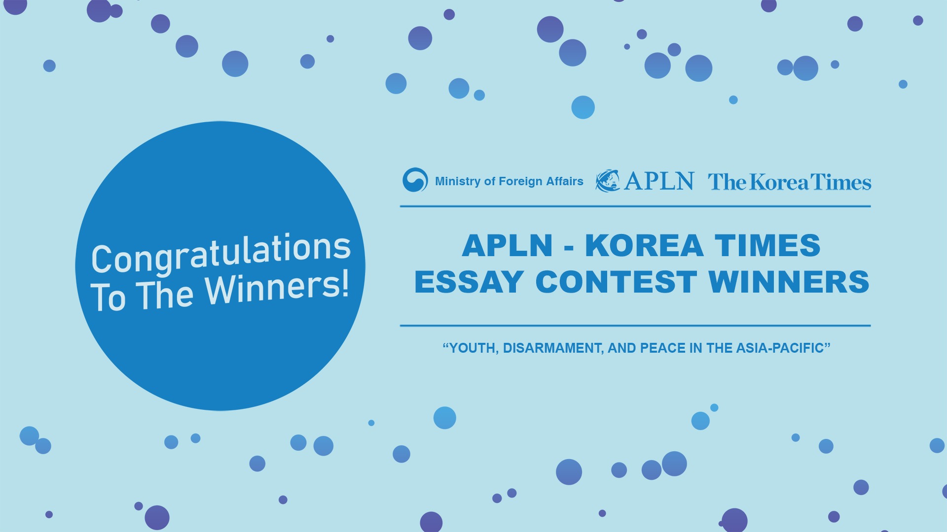 Winners of the APLN-KT Essay Contest 2021