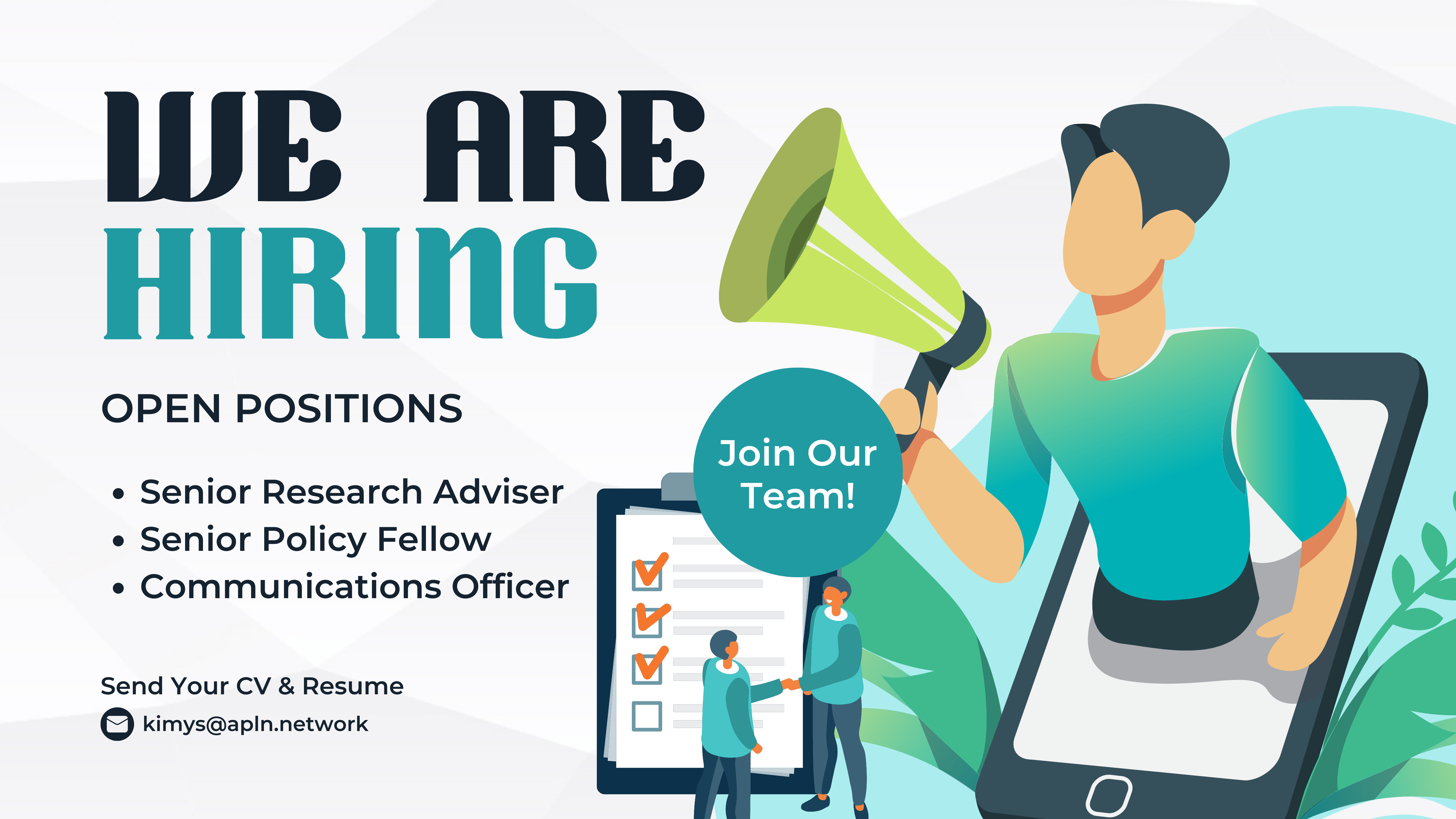 [Job Advert] Senior Research Adviser, Senior Policy Fellow, and Communications Officer