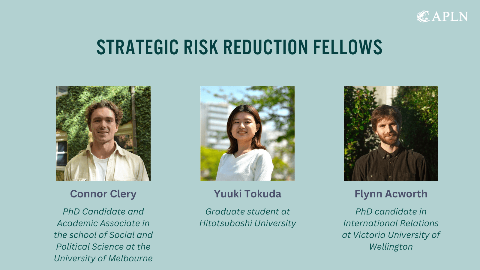 APLN announces three next-gen Strategic Risk Reduction Fellows