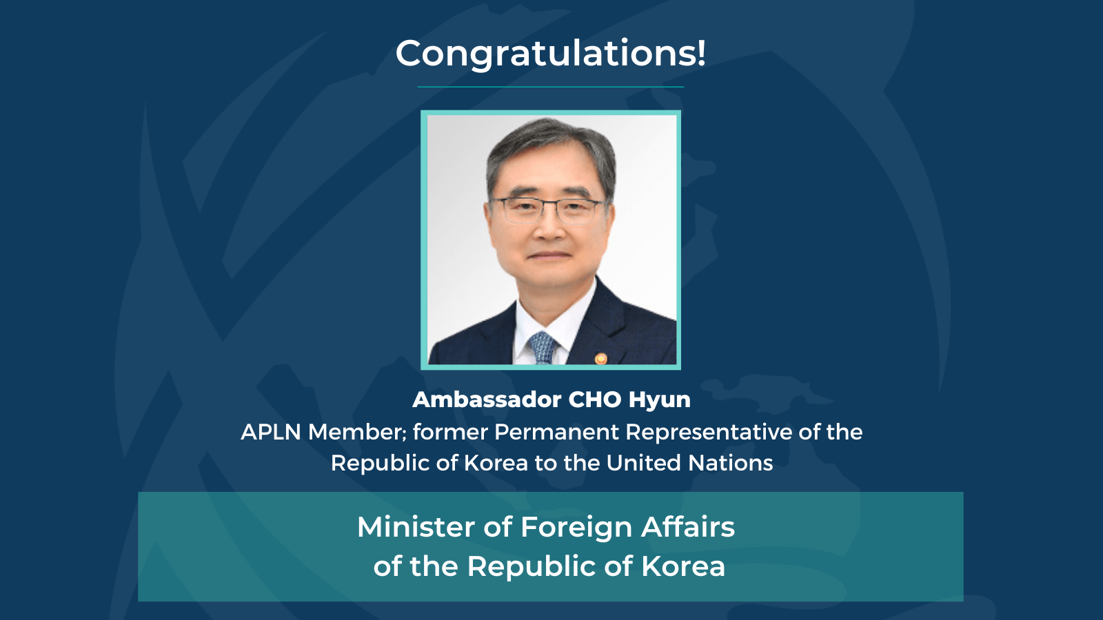 Congratulations to Cho Hyun on His Appointment as the Minister of Foreign Affairs of the ...